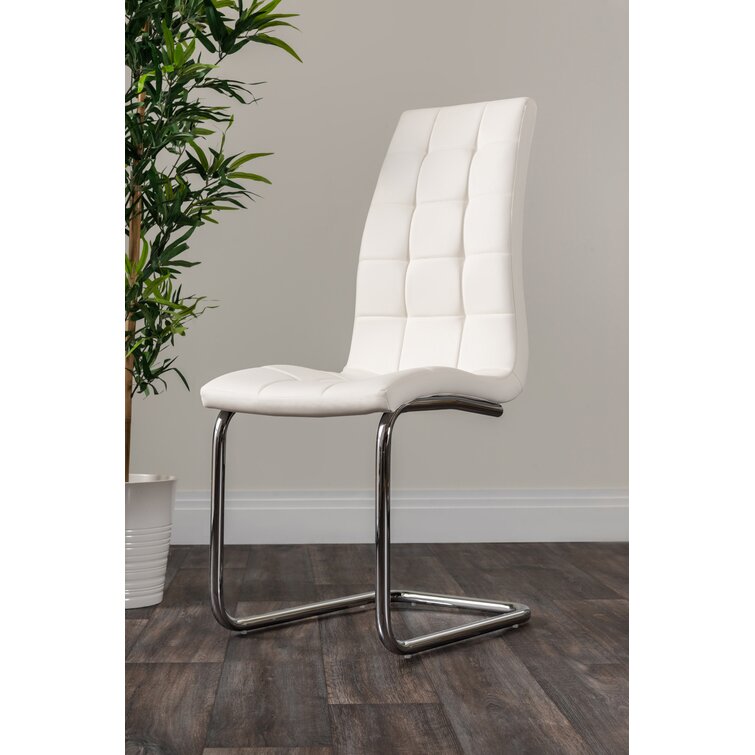 White kitchen chairs with chrome online legs